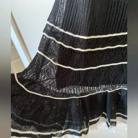 NWT Sezane Brunella Knit Mini Dress Black White Stripe | size XS - Picture 9 of 11